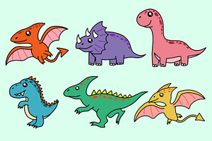 30 Cute Dinosaurs Fossil Cartoon