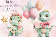Watercolor Baby Dino Clipart Bundle., an Illustration by SVGArt (Thumbnail 1 of 9)