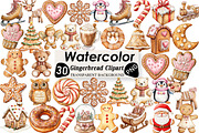 Watercolor Gingerbread Clipart, an Illustration by Black Bird Studio (Thumbnail 1 of 6)