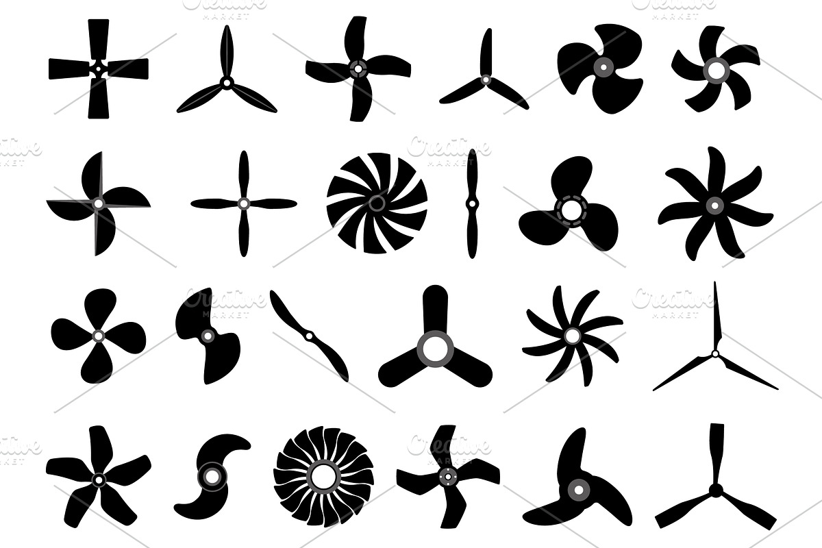 Boat and air propellers icons, an Object Illustration by YummyBuum