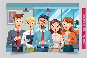 Workers shocked in office, an Illustration by Tanuart