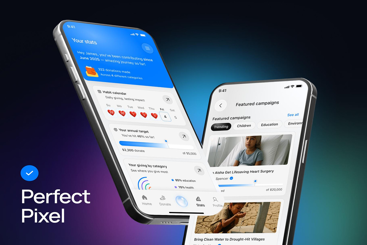 GiveKind - Charity Mobile App UI KIT, an UI Kit Template by Creative Perspective (Photo 3 of 8)