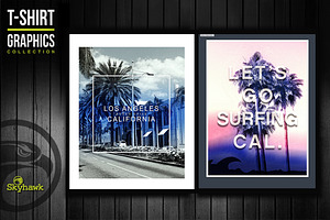 California surf tee shirt graphics