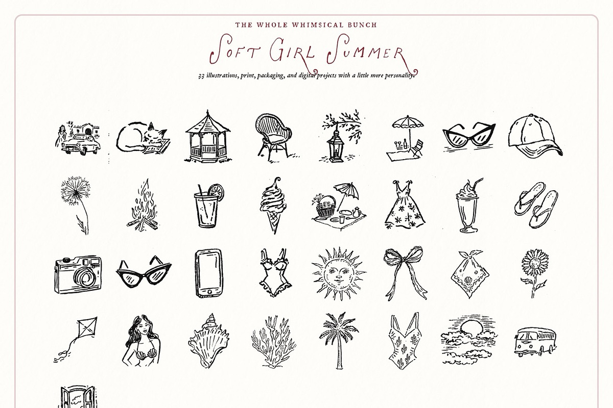 Summer Beach Vacation Doodle Bundle, a Seasonal Illustration by The October Creative (Photo 8 of 13)