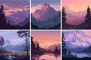 Mountain landscape cartoon vector, an Illustration by Onyx