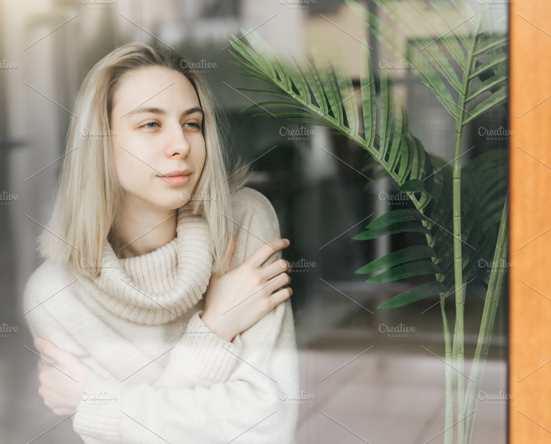 Sad girl near window thinking about something, a Person Photo by Olena Rudo