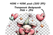 Funny Birthday Pig Clipart Cartoon, a Graphic by one-touch (Thumbnail 8 of 15)