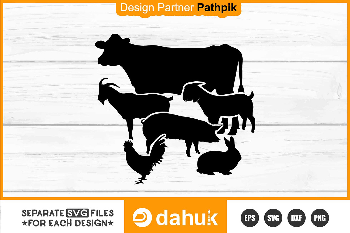 Livestock with Cow Goat Lamb Pig, a Graphic by Dahuk Design (Photo 1 of 2)