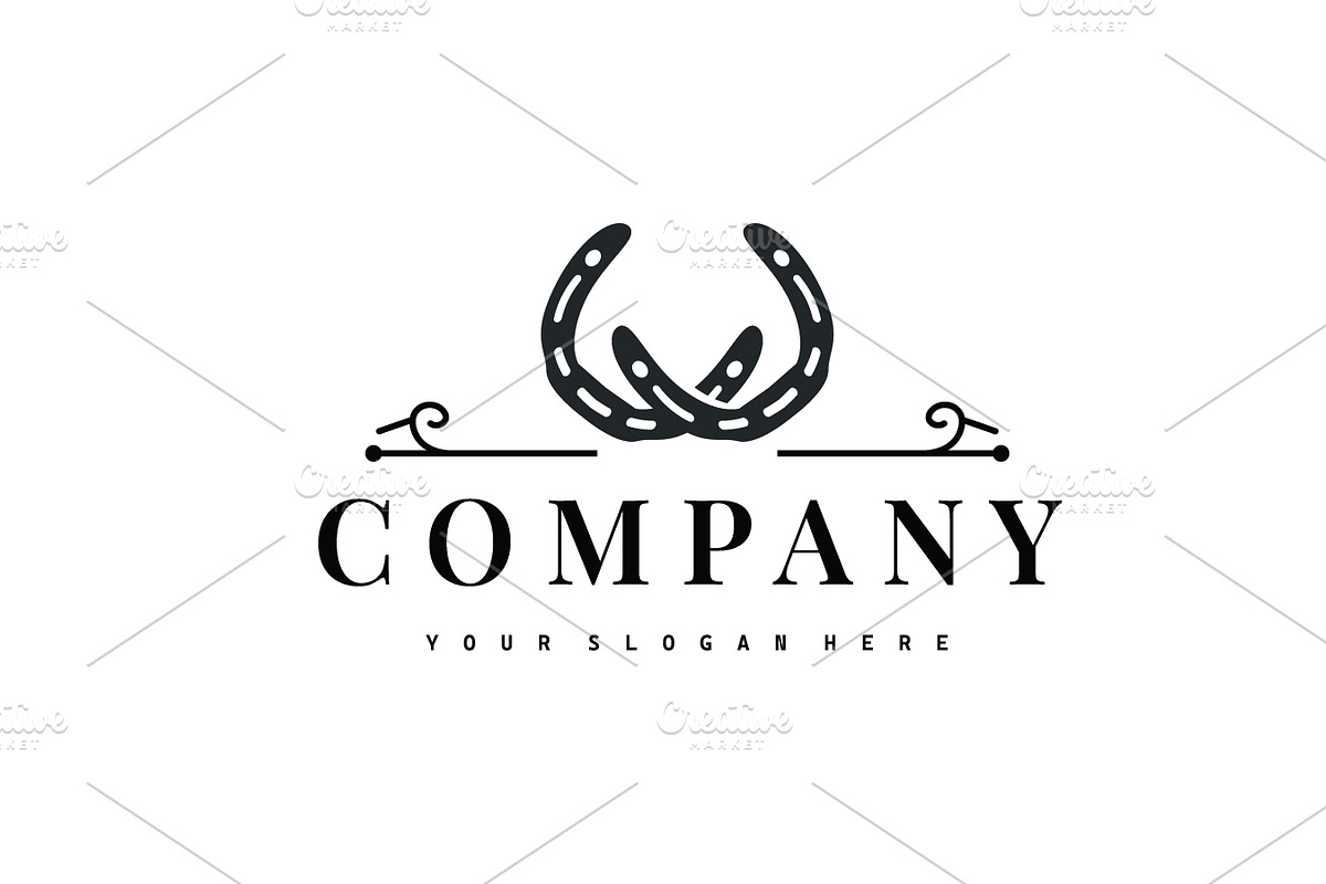 Horseshoe logo with minimalist black