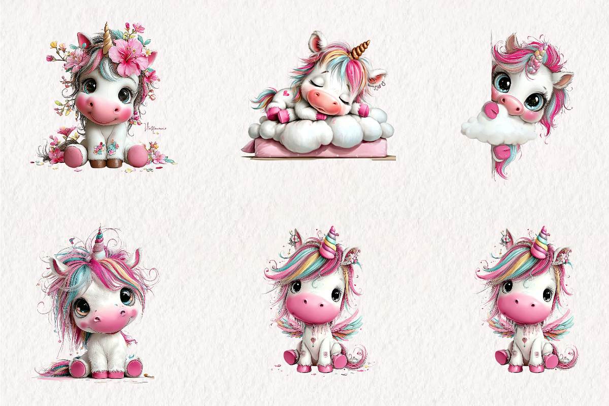 Baby Unicorns Sublimation Clipart Bu, a Work Illustration by CreationArt (Photo 7 of 7)