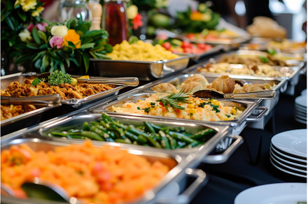 Elegant buffet spread with variety, a Food & Drink Photo by Ylivdesign