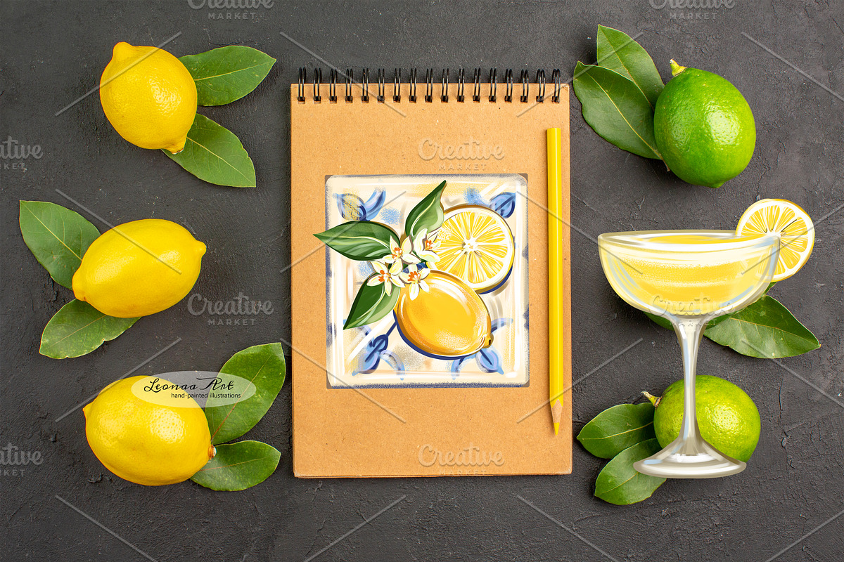 Lemons Clipart Set, a Seasonal Illustration by Leonaa art (Photo 11 of 11)