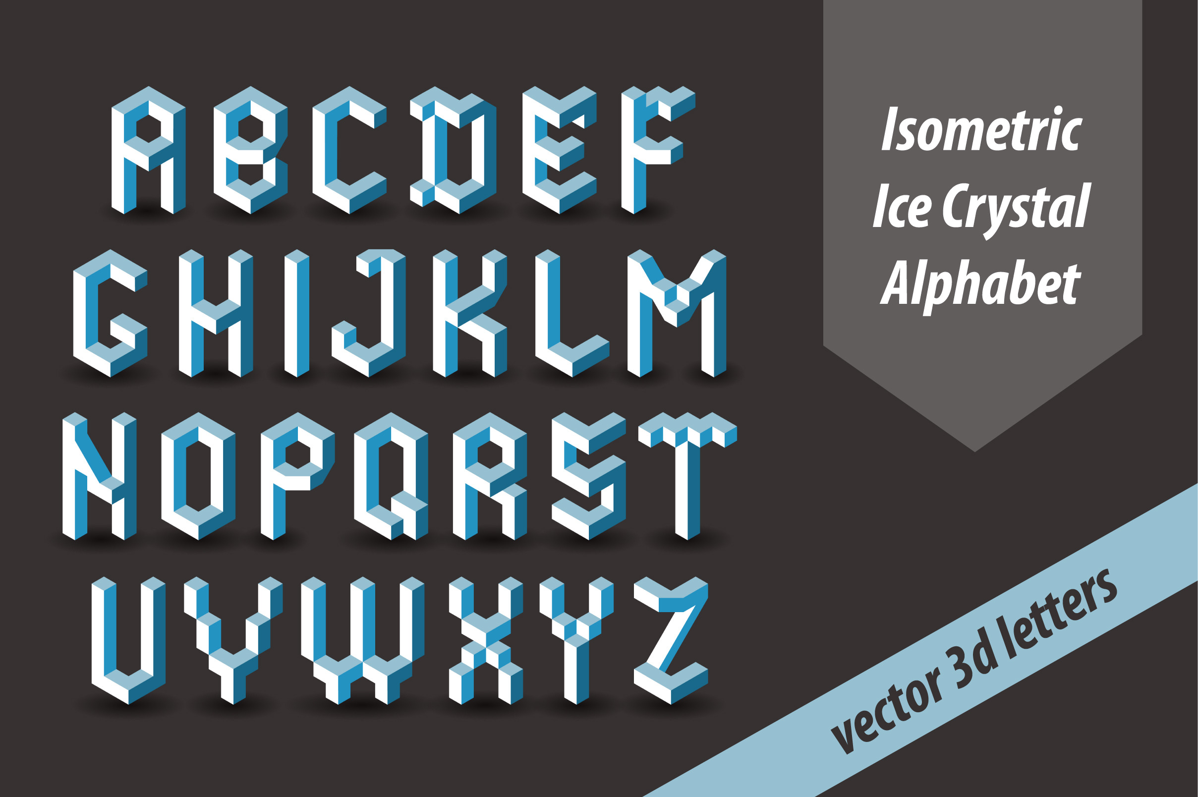 Isometric letters. Ice crystals., a Decorative Illustration by MalinaShop