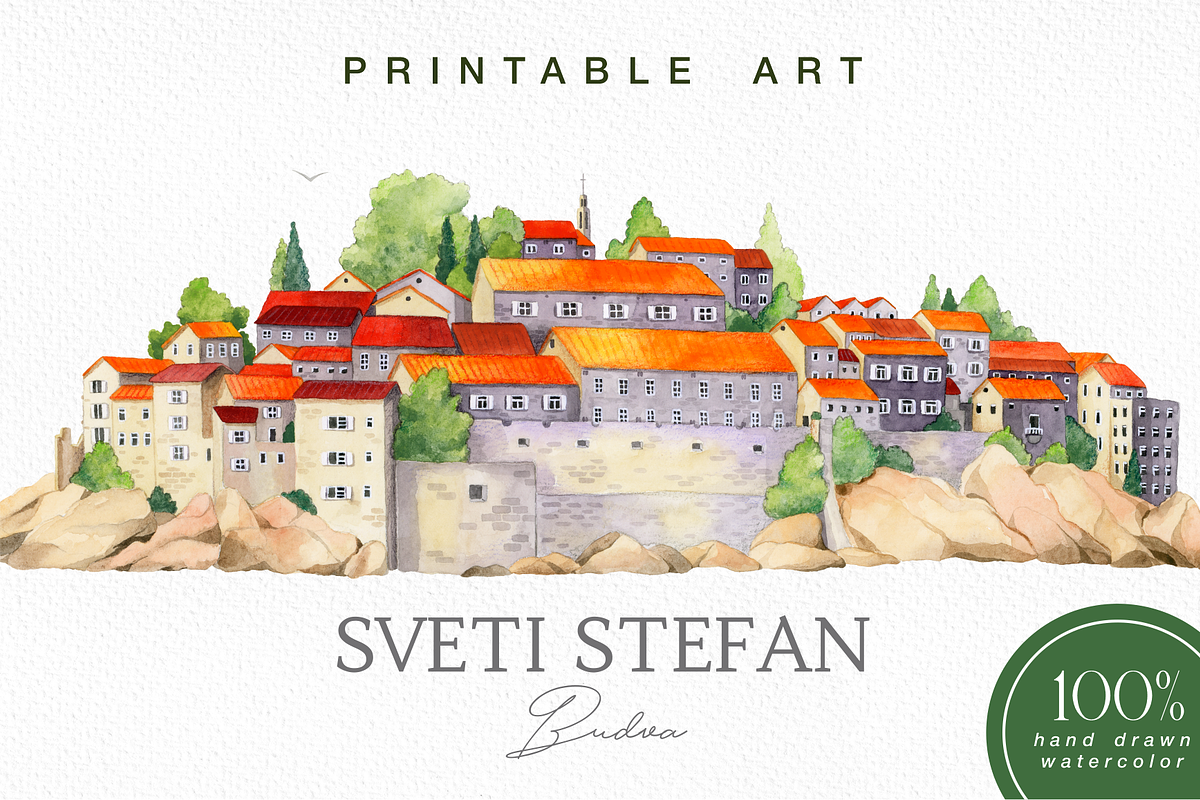 Watercolor Island, Travel poster art, an Object Illustration by Harmony Draws (Photo 1 of 5)