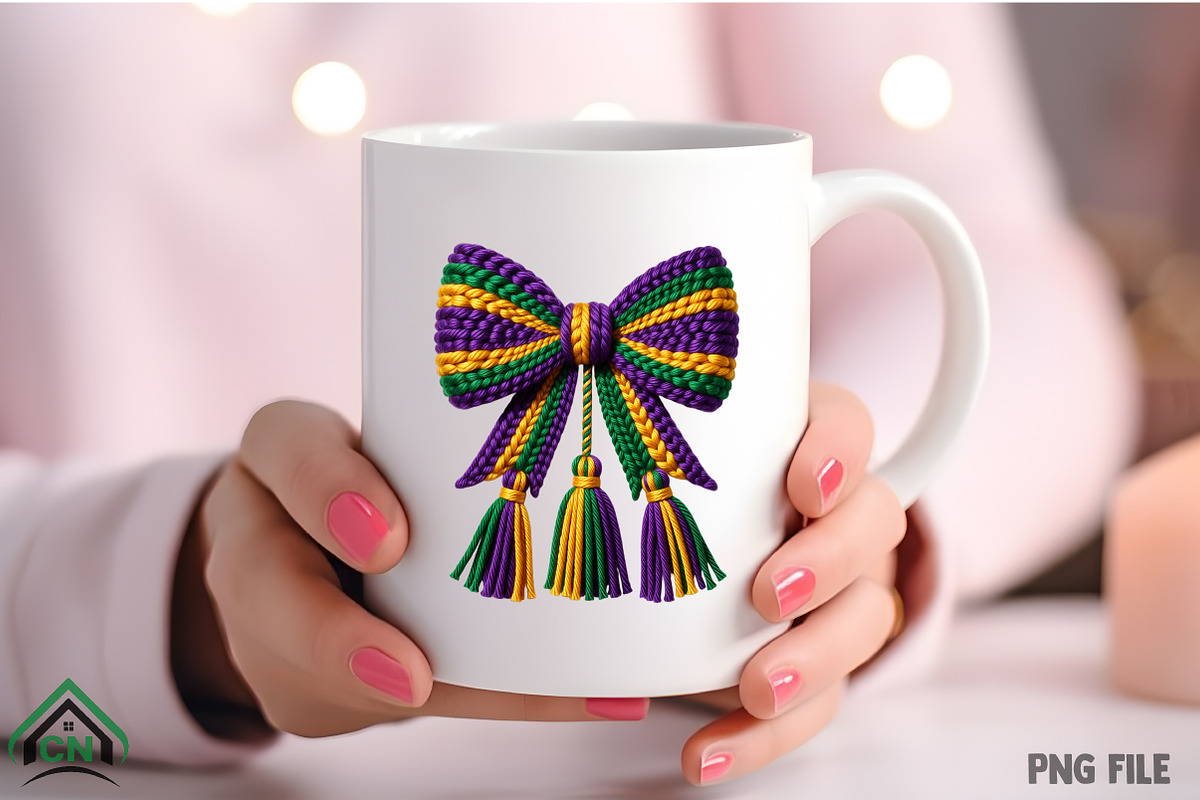 Mardi Gras Crochet Bow PNG, an Illustration by Craft Nest (Photo 4 of 4)