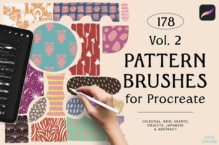 Pattern Brushes For Procreate Vol 2, a Brush Add-On by Julia Dreams