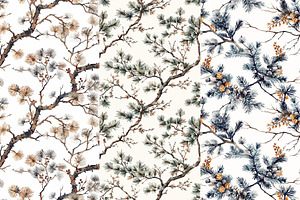 8 Winter Pine Seamless Patterns