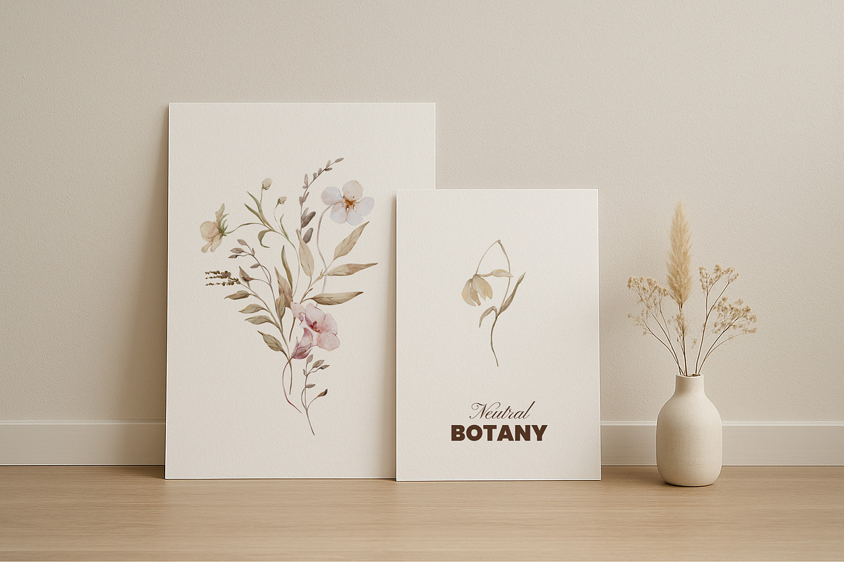 Neutral Botany Watercolor Clipart, a Decorative Illustration by Yuliia Lashevska (Photo 4 of 11)