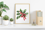 Watercolor Holly & Berries Clipart, an Illustration by Canvas Craft (Thumbnail 6 of 8)