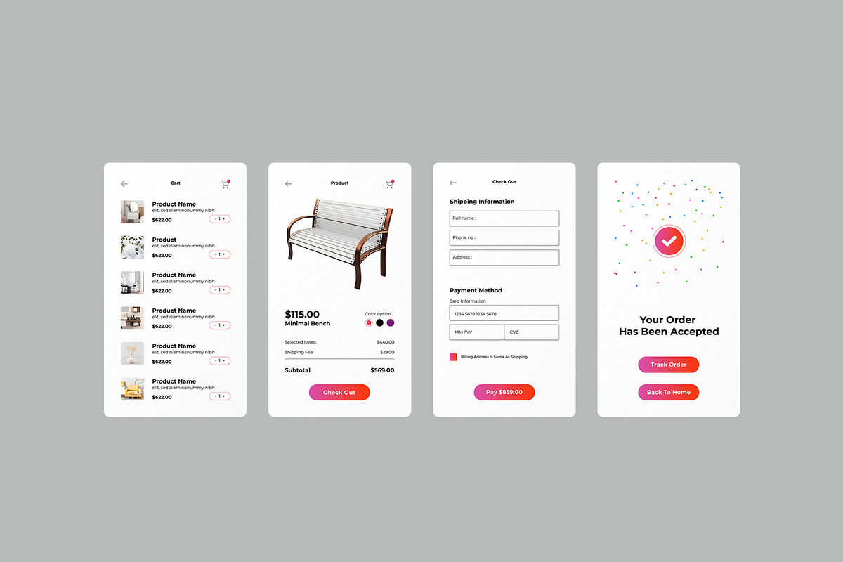 Interior Design Mobile App UI, an UI Kit Template by CreativeShaper (Photo 3 of 3)