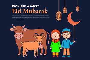 Eid Mubarak Greeting Card Design, a Seasonal Illustration by nandinigraphics