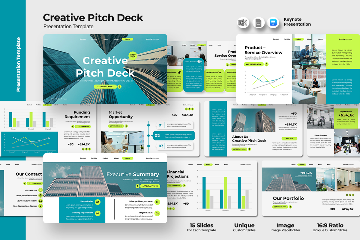 Creative Pitch Deck Keynote Template, a Presentation Template by Iqsiart Studio (Photo 1 of 3)