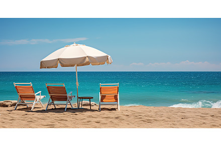 Beach Chairs and umbrellas by the, a Nature Photo by ZinetroN