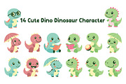 14 Cute Dino Dinosaur Character, an Animal Illustration by jongcreative (Thumbnail 1 of 7)