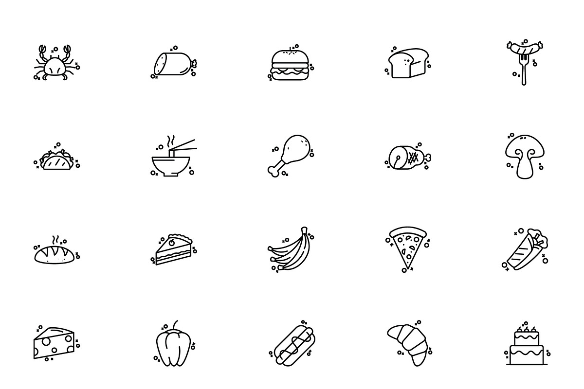 Food Lined Minimal Icon Set