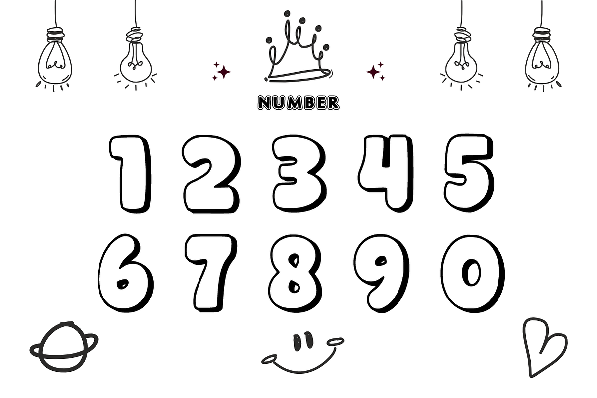 Chubby Outline- Fun Kids Bubble Font, a Sans Serif Font by KiddoGlyphs Studio (Photo 5 of 5)