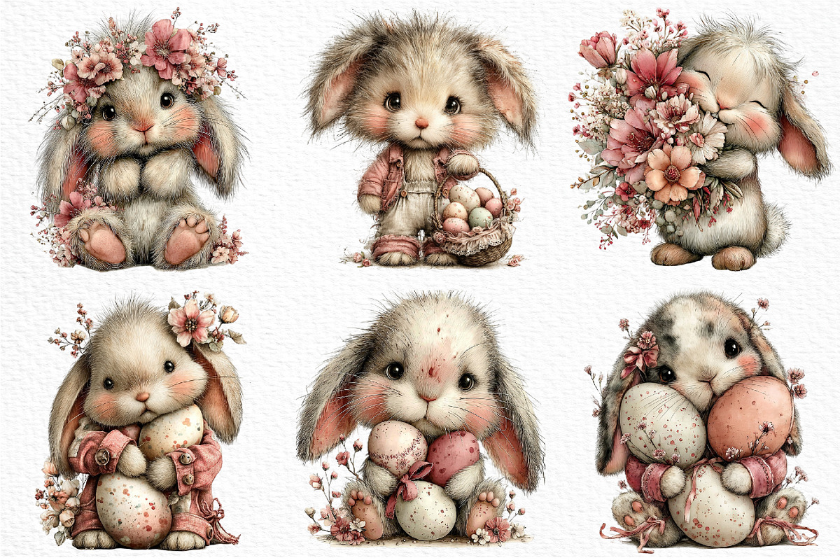Whimsical Easter Bunny Clipart, an Illustration by Craft Nest (Photo 4 of 11)