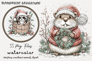 Christmas Woodland Animals Watercolo