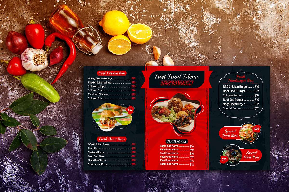 Digital Food Menu Design Template, a Stationery Template by MRI STUDIO