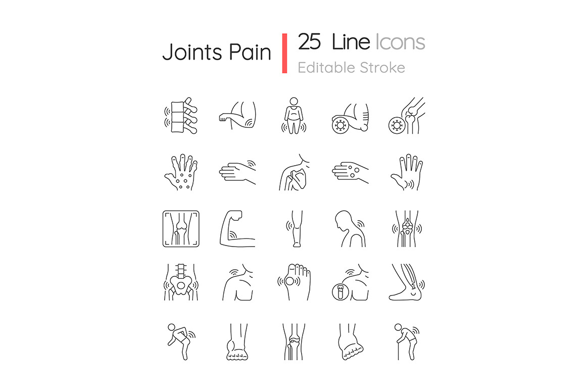 Joints pain linear icons set, an Outline Icon by bsd studio | Creative ...