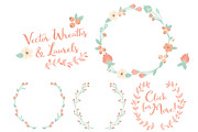 Mint & Peach Vector Flower Wreaths, an Illustration by Amanda Ilkov (Thumbnail 3 of 3)