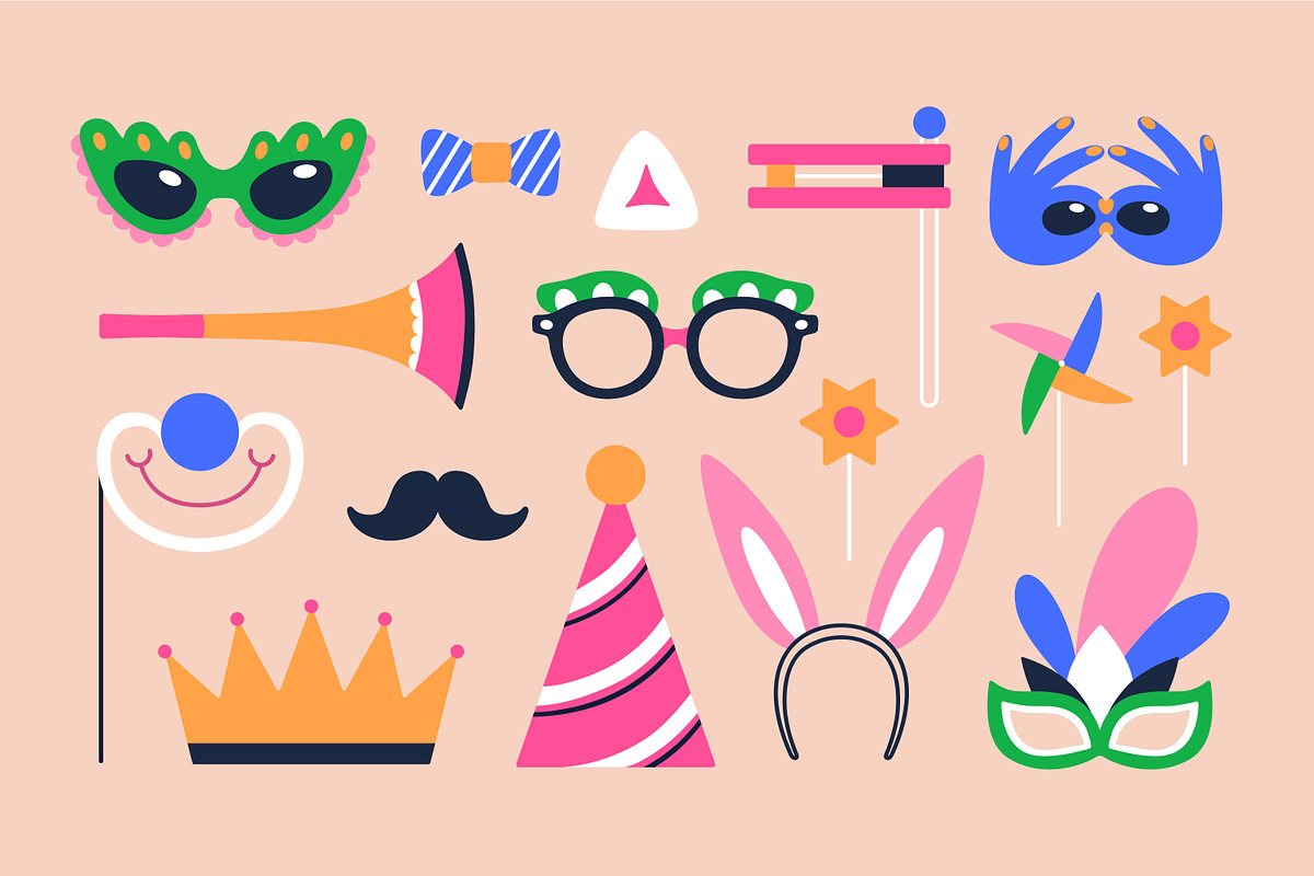 Purim carnival party accessories set, an Object Illustration by Good Studio (Photo 2 of 5)