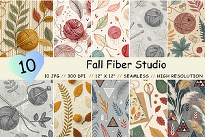 Fall Fiber Studio Seamless Pattern, a Pattern Graphic by FloridPrintables
