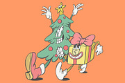 Retro groovy Christmas characters, an Illustration by Anastasiya Klempach (Thumbnail 2 of 6)