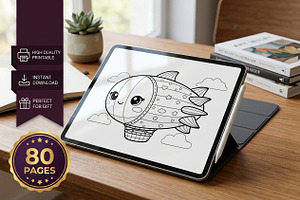 80 Plane Coloring Pages for Kids, a Transportation Illustration by ikarifq shop
