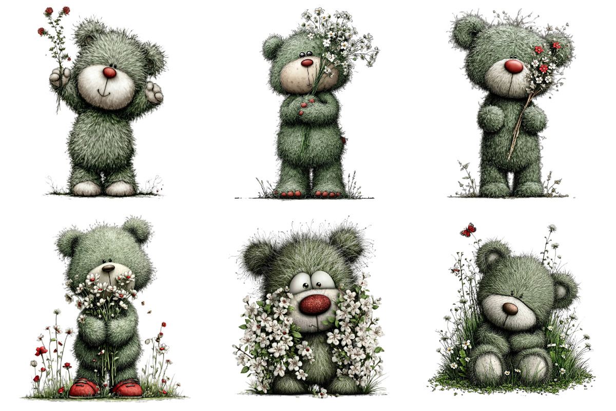 Whimsical Spring Teddy Bear Clipart, an Illustration by Pixels.Craft (Photo 5 of 5)