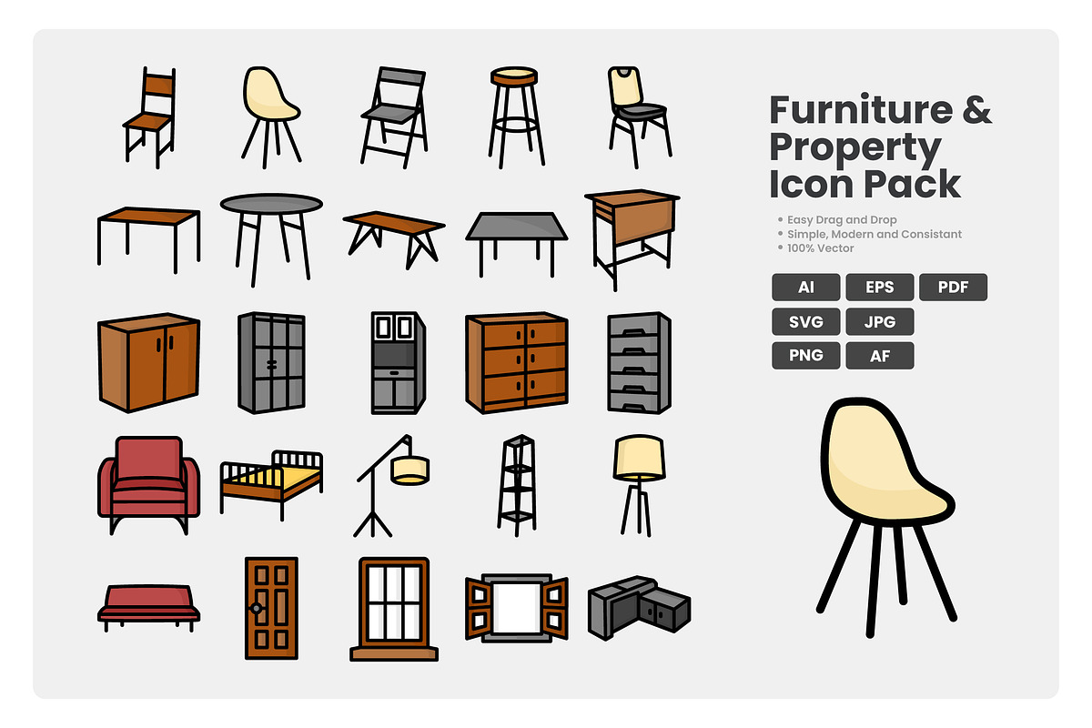 Furniture And Property Icon Pack, a Duotone Icon by erifqizeicon (Photo 3 of 3)