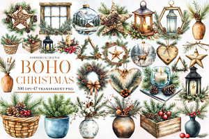 Boho Christmas clipart, an Illustration by Designworld