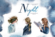 Hand-Painted Night Clipart Set, an Animal Illustration by ArtCreationsDesign (Thumbnail 11 of 29)