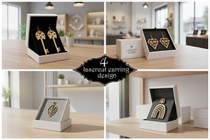 Modern Laser Cut Wooden Earring, an Object Graphic by Designer_Momina