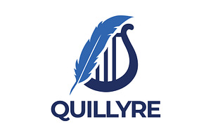 Stylized lyre with feather logo, an Illustration by LogosDen