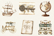 Antique Ivory Travel Clipart, an Illustration by OK Design (Thumbnail 3 of 5)