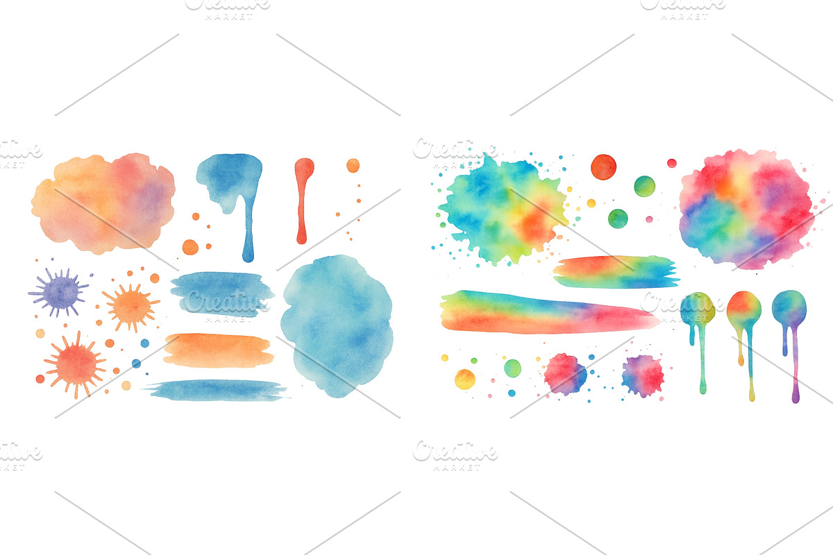 Colorful watercolor splashes and, an Illustration by ZinetroN