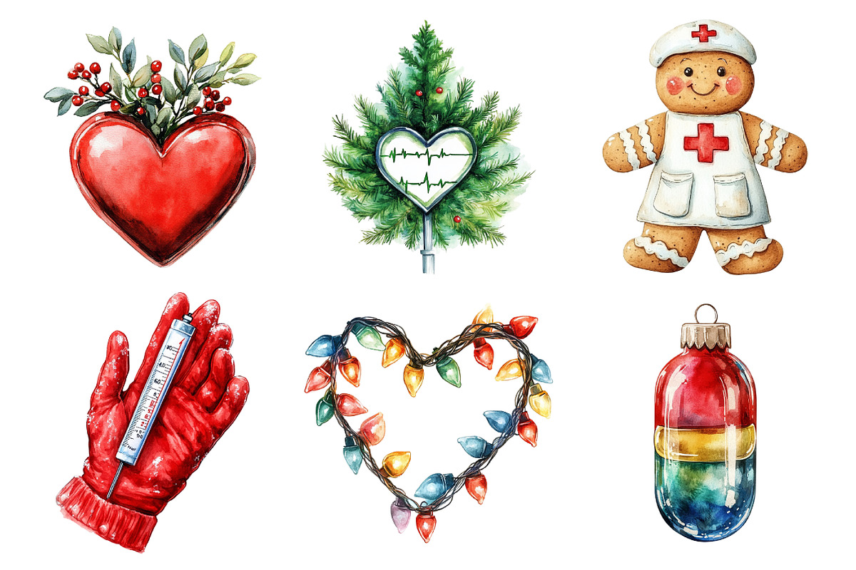 Christmas Nurse Clipart Set, an Illustration by Daily.Designs (Photo 5 of 5)