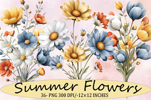 Summer Flowers Clipart Bundle., an Illustration by SVGArt