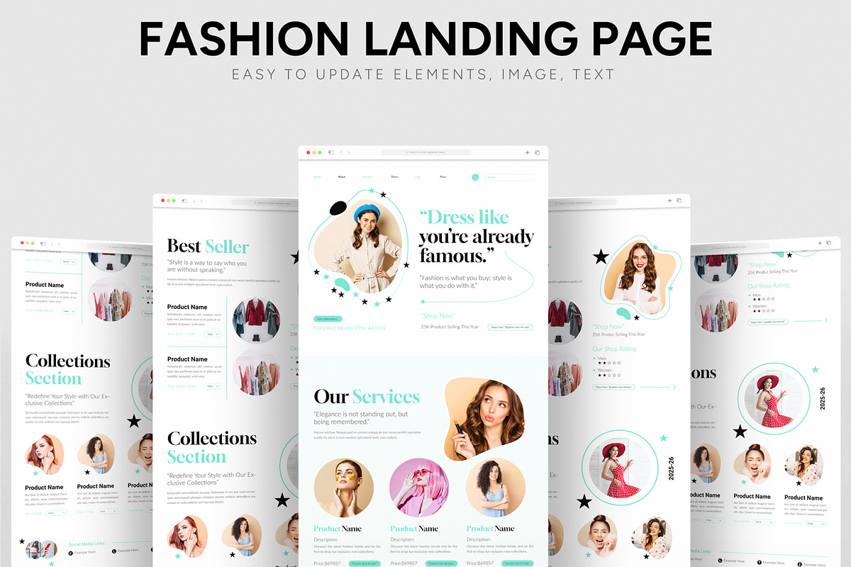 Fashion Landing Page Layout, an UI Kit Template by CreativeShaper (Photo 1 of 6)